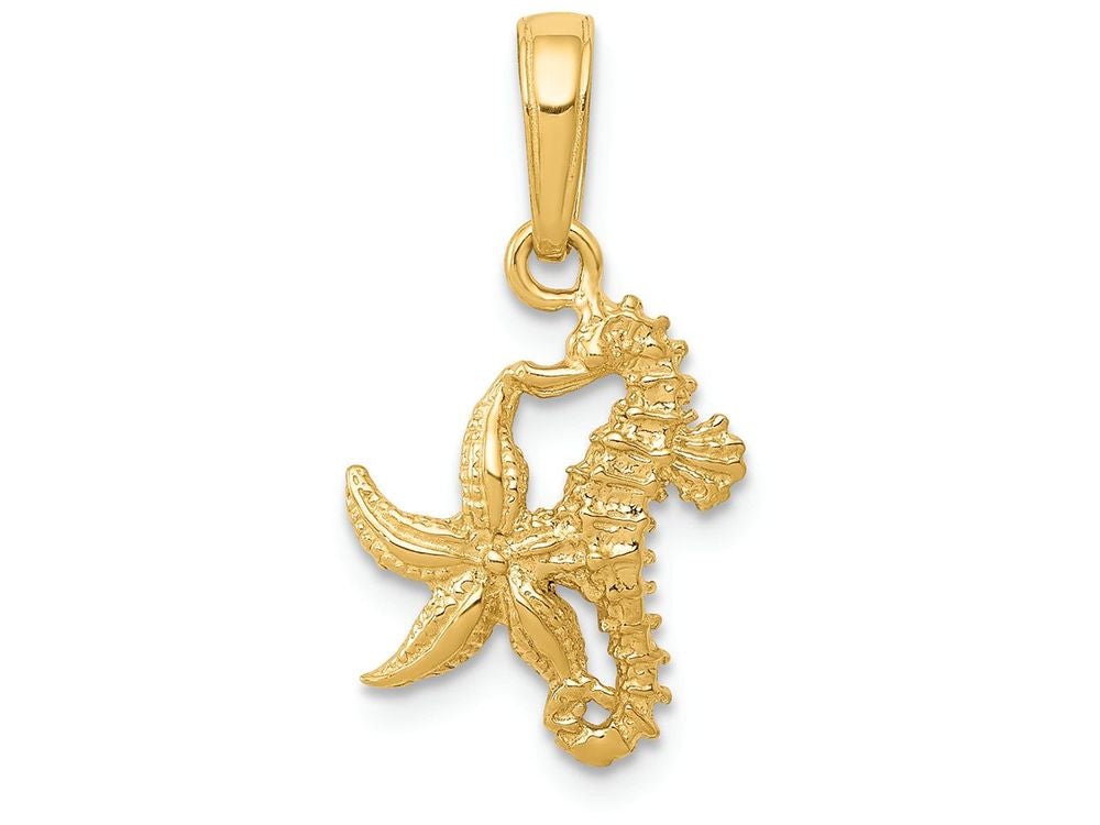 FJC Finejewelers 14k Yellow Gold Solid Seahorse Starfish Charm