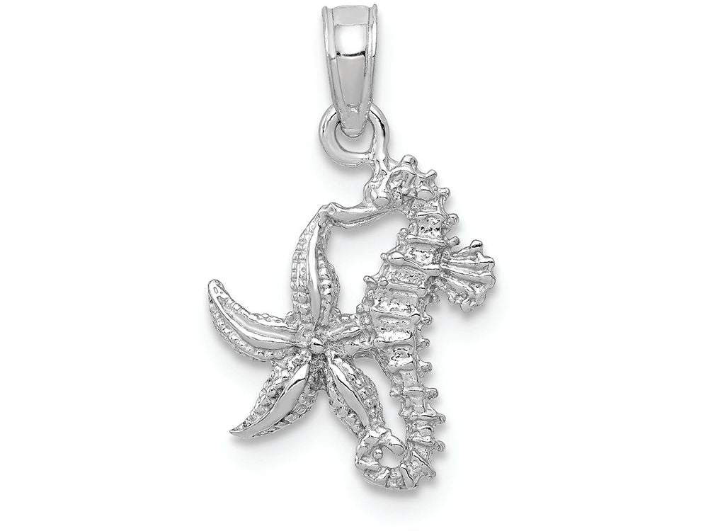 FJC Finejewelers 14k White Gold White Starfish Seahorse Charm