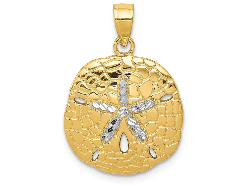 FJC Finejewelers 14k Yellow Gold with Rhodium Polished Bright Cut Sand Dollar Charm