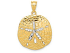 FJC Finejewelers 14k Yellow Gold with Rhodium Polished Bright Cut Sand Dollar Charm