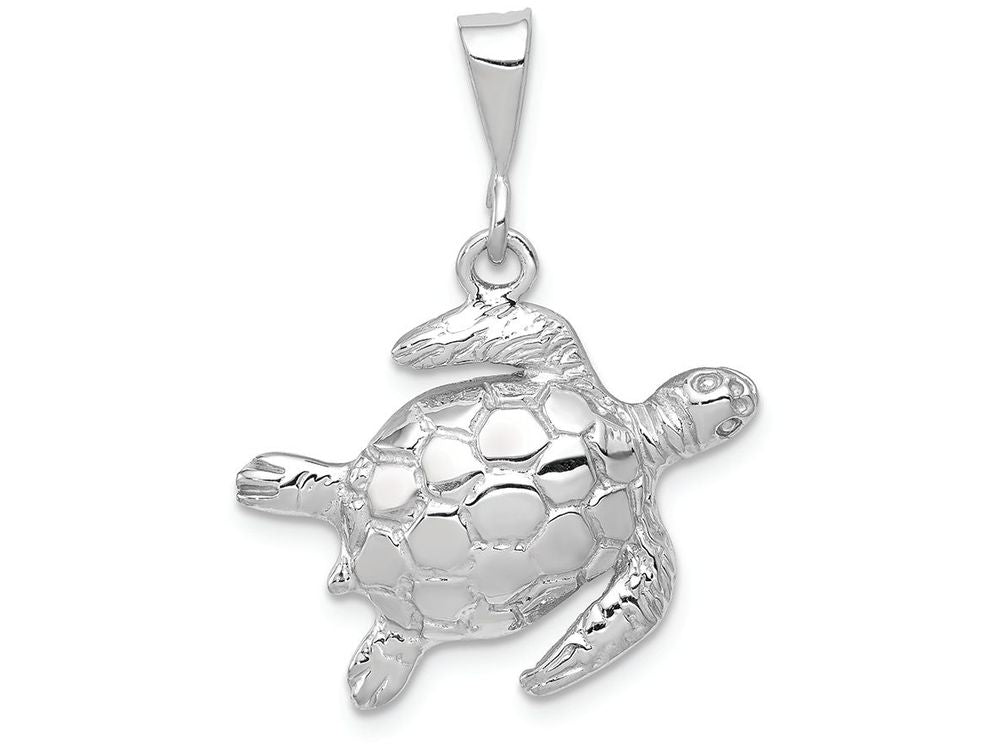 FJC Finejewelers 14k White Gold Solid Polished Open-backed Sea Turtle Charm