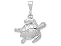 FJC Finejewelers 14k White Gold Solid Polished Open-backed Sea Turtle Charm