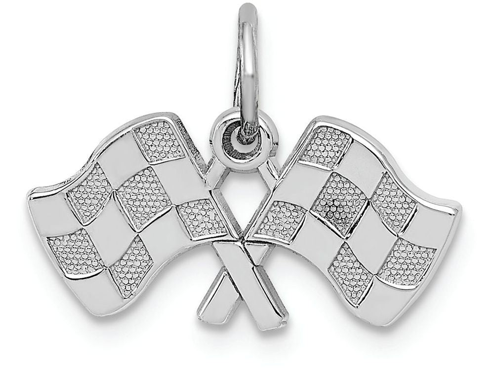 FJC Finejewelers 14k White Gold Polished Checkered Flags Charm