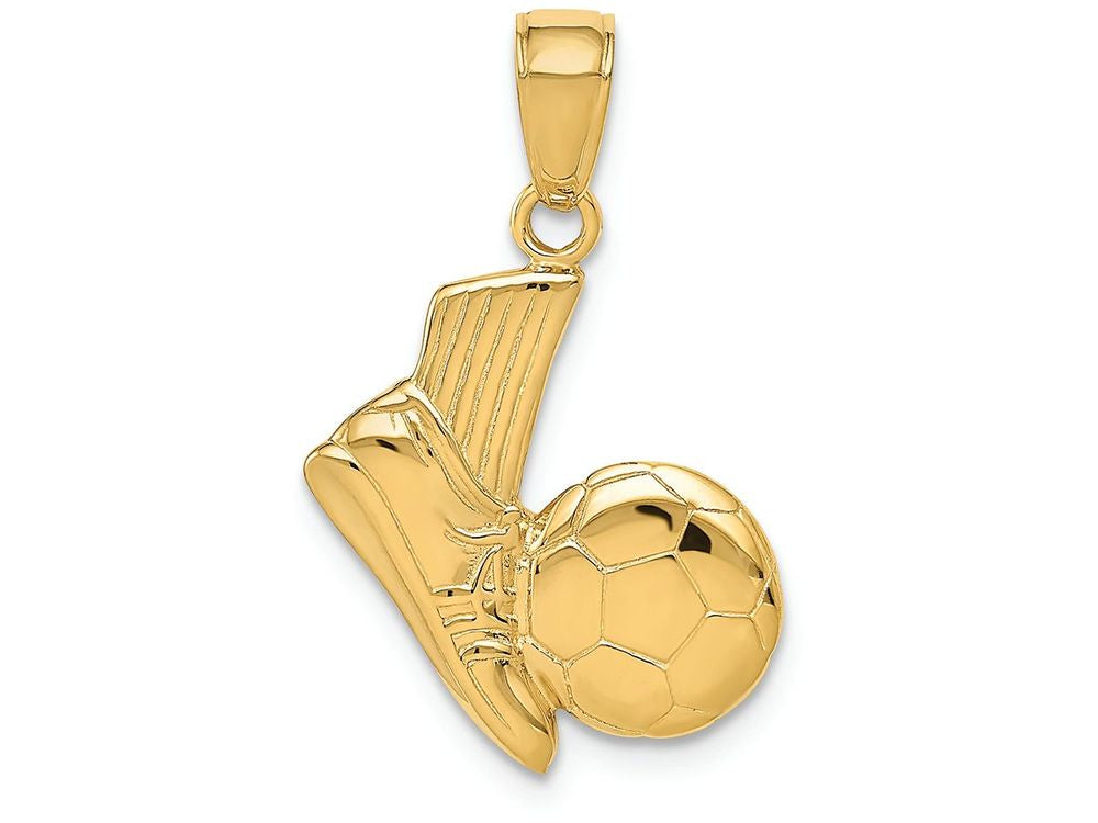 FJC Finejewelers 14k Yellow Gold Solid Open-backed Soccer Shoe Ball Charm