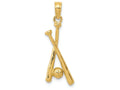 FJC Finejewelers 14k Yellow Gold Polished Open-backed Bats Ball Baseball Charm