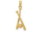 FJC Finejewelers 14k Yellow Gold Polished Open-backed Bats Ball Baseball Charm