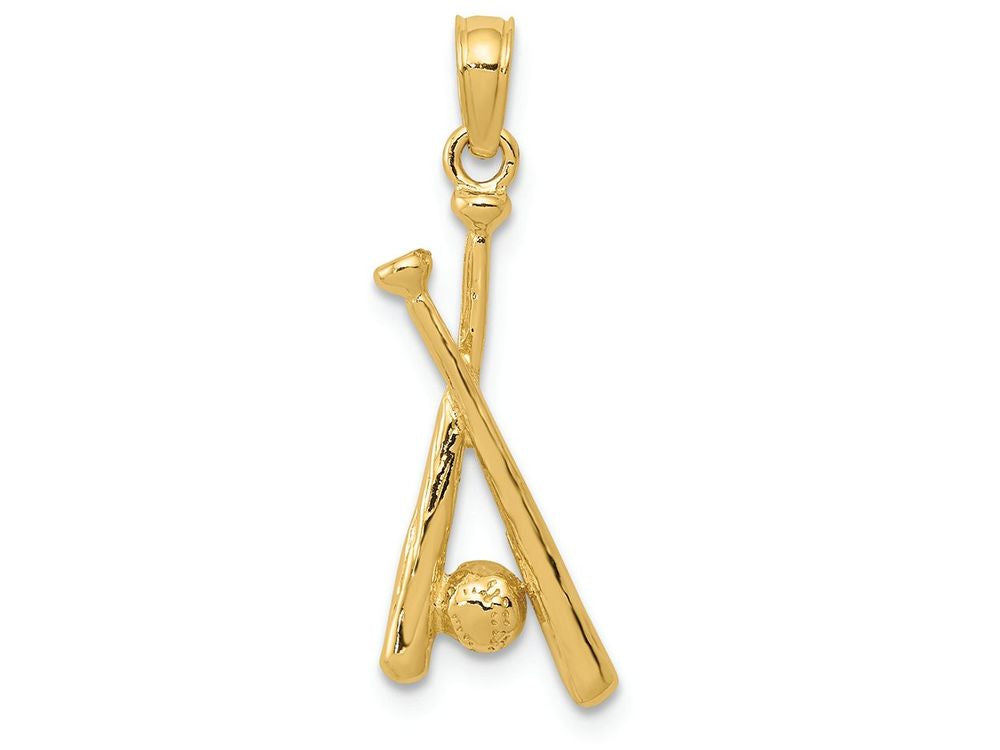 FJC Finejewelers 14k Yellow Gold Polished Open-backed Bats Ball Baseball Charm