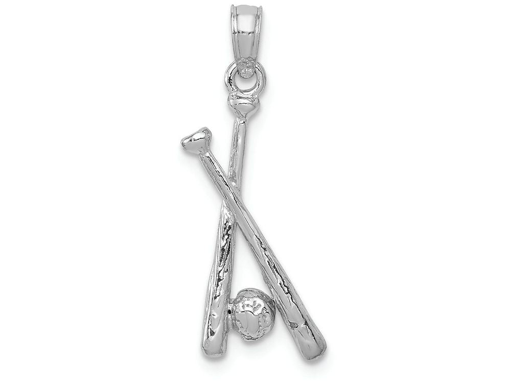 FJC Finejewelers 14k White Gold White Baseball Bats Ball Charm