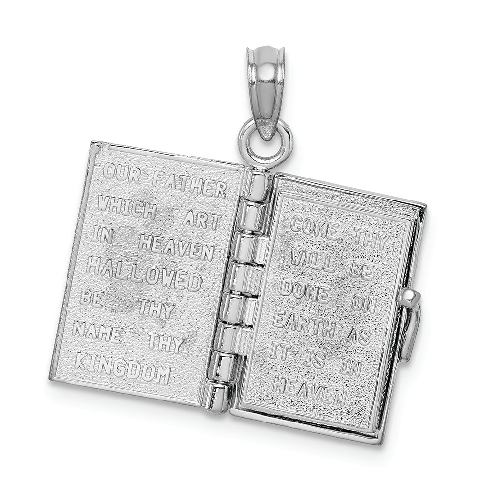 FJC Finejewelers 14k White Gold 3d Bible Book with Cross Covermoveable Page Charm