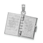 FJC Finejewelers 14k White Gold 3d Bible Book with Cross Covermoveable Page Charm