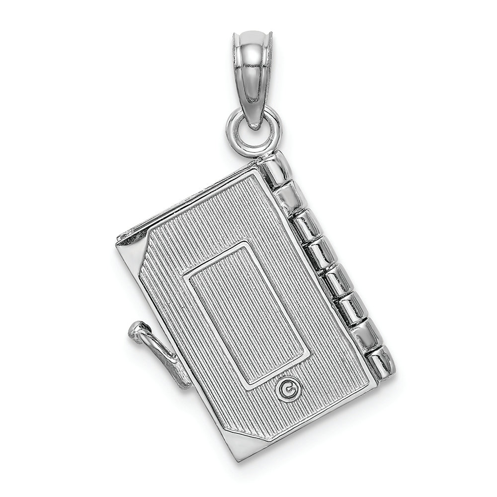 FJC Finejewelers 14k White Gold 3d Bible Book with Cross Covermoveable Page Charm