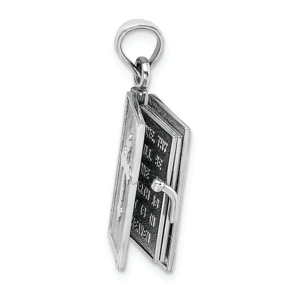 FJC Finejewelers 14k White Gold 3d Bible Book with Cross Covermoveable Page Charm