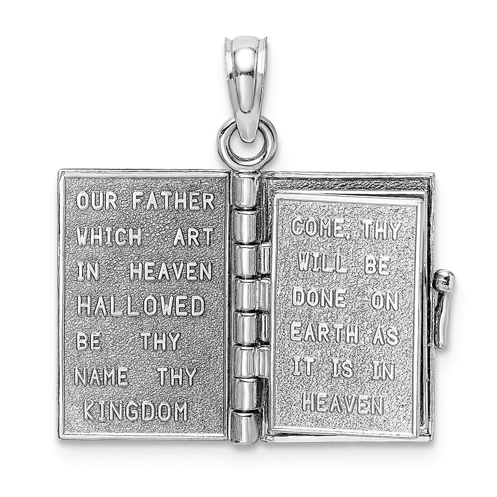 FJC Finejewelers 14k White Gold 3d Bible Book with Cross Covermoveable Page Charm