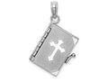 FJC Finejewelers 14k White Gold 3d Bible Book with Cross Covermoveable Page Charm