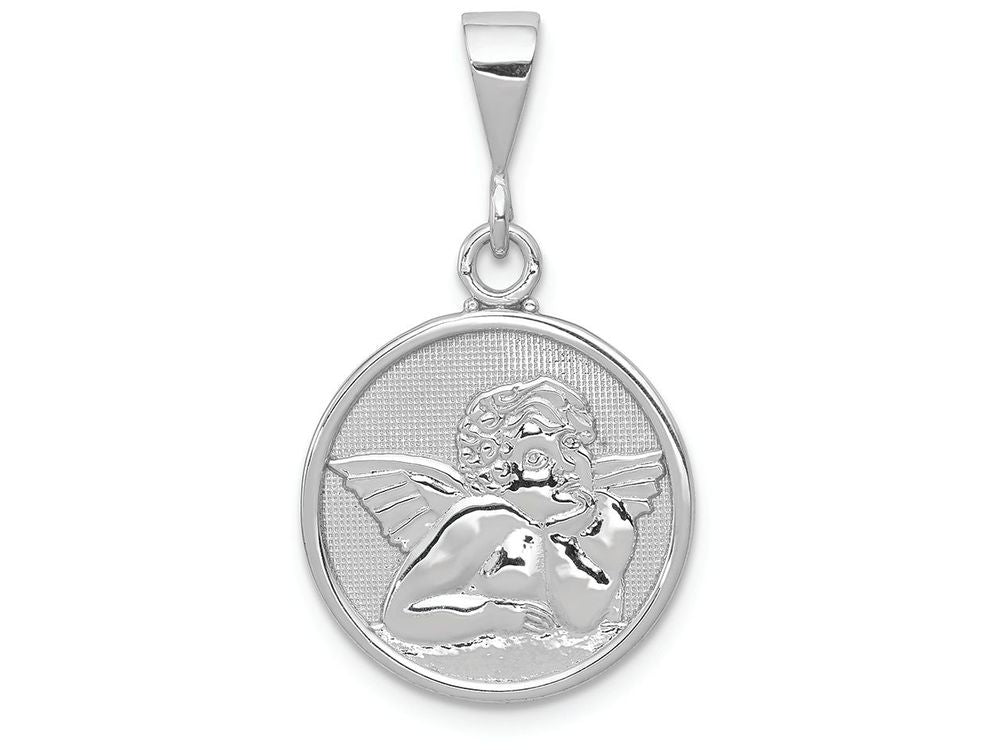 FJC Finejewelers 14k White Gold Polished Satin Angel Charm