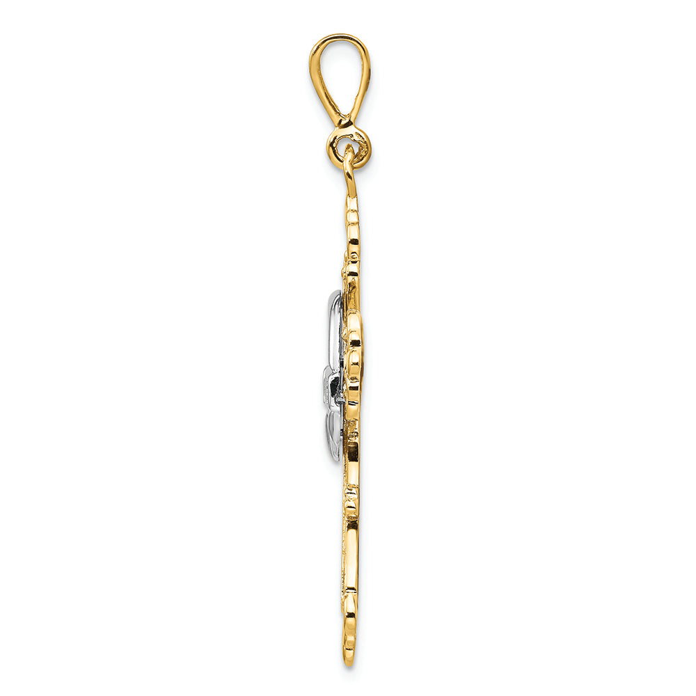 FJC Finejewelers 14k Two-tone Gold Claddagh Cross Charm