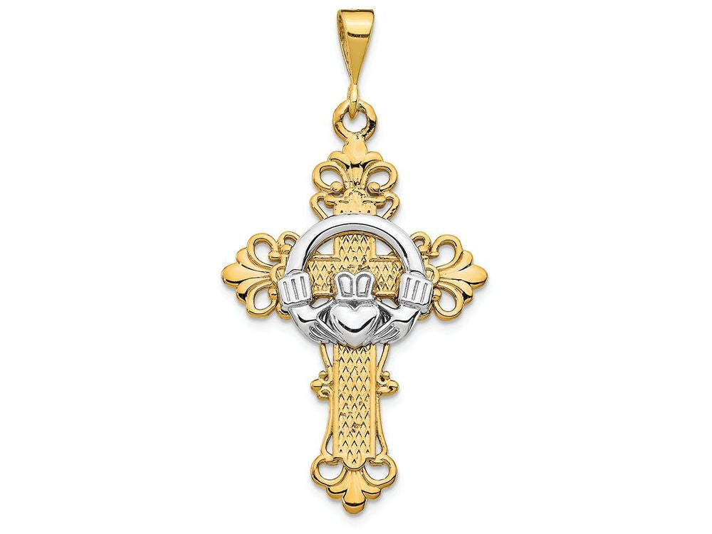 FJC Finejewelers 14k Two-tone Gold Claddagh Cross Charm
