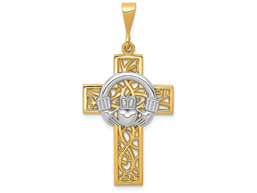 FJC Finejewelers 14k Two-tone Gold Claddagh Cross Charm