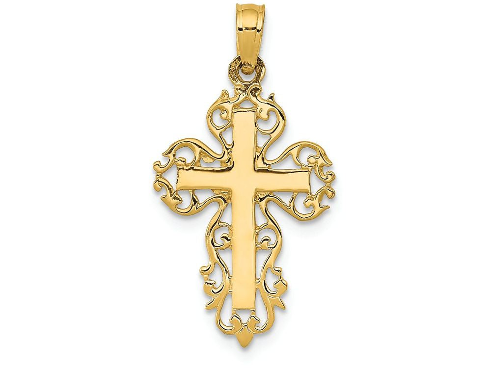 FJC Finejewelers 14k Yellow Gold Polished Filigree Cross Charm