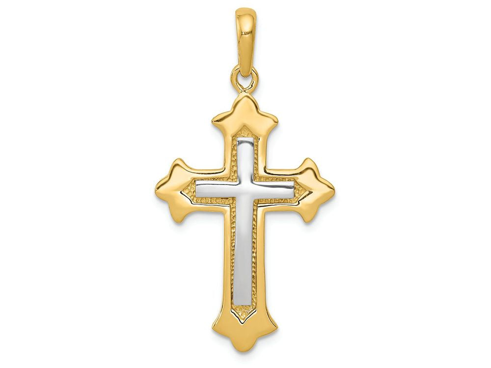 FJC Finejewelers 14k Two-tone Gold Fleur De Lis Cross Charm
