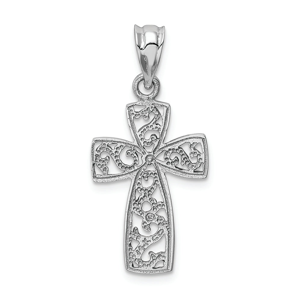 FJC Finejewelers 14k White Gold Filigree Cross Charm