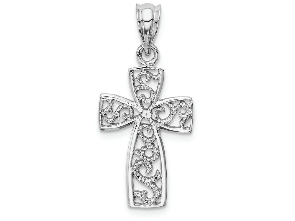 FJC Finejewelers 14k White Gold Filigree Cross Charm