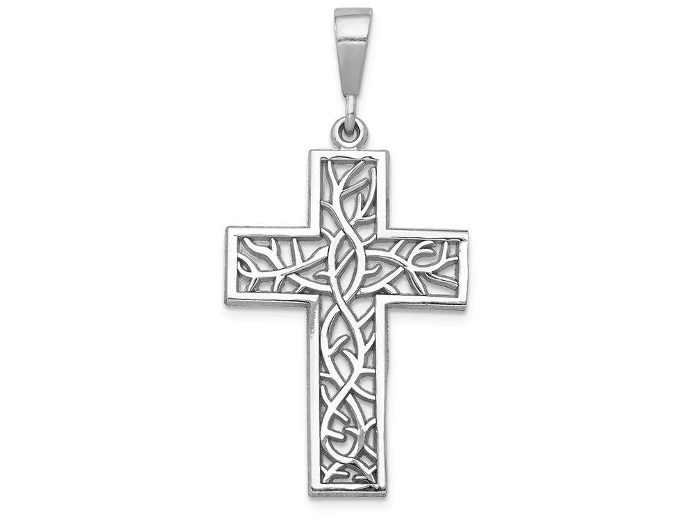 FJC Finejewelers 14k White Gold Thorn Cross Charm