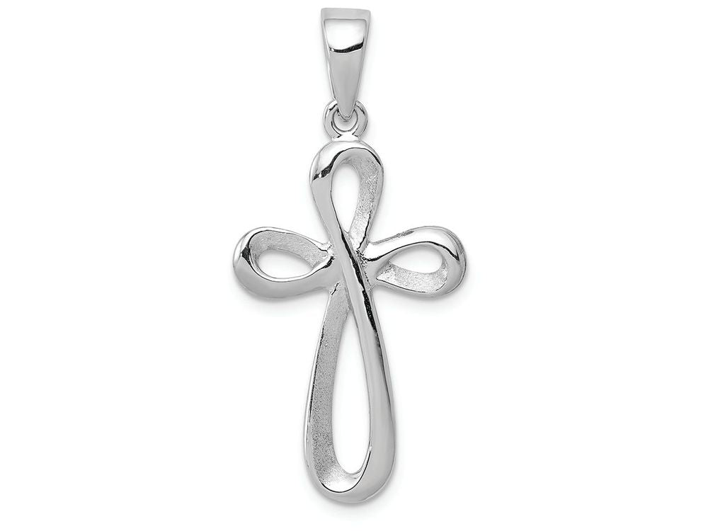 FJC Finejewelers 14k White Gold Figure 8 Cross with Satin Accent Rounded Ends Charm