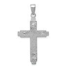 FJC Finejewelers 14k White Gold Cylinder Cross On Beaded Trim Frame Charm