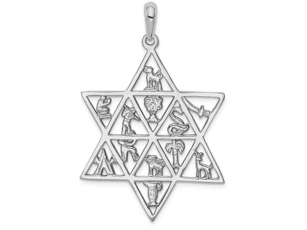 FJC Finejewelers 14k White Gold 12 Tribes Star Of David Charm