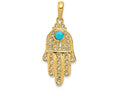 FJC Finejewelers 14k Yellow Gold Turquoise Filigree Chamseh Charm