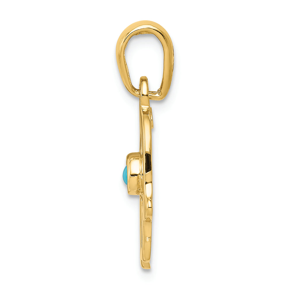 FJC Finejewelers 14k Yellow Gold Turquoise Chamseh Charm
