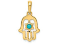 FJC Finejewelers 14k Yellow Gold Turquoise Chamseh Charm