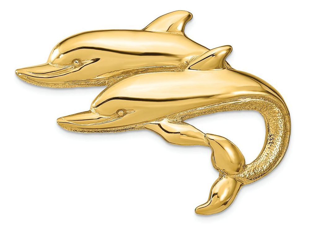 FJC Finejewelers 14k Yellow Gold Double Dolphins Slide Charm