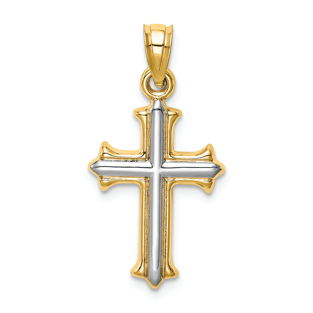 FJC Finejewelers 14k with with Rhodium Reversible Hollow Cross Charm