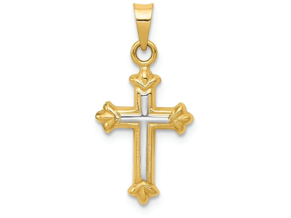 FJC Finejewelers 14k with with Rhodium Hollow Cross Charm