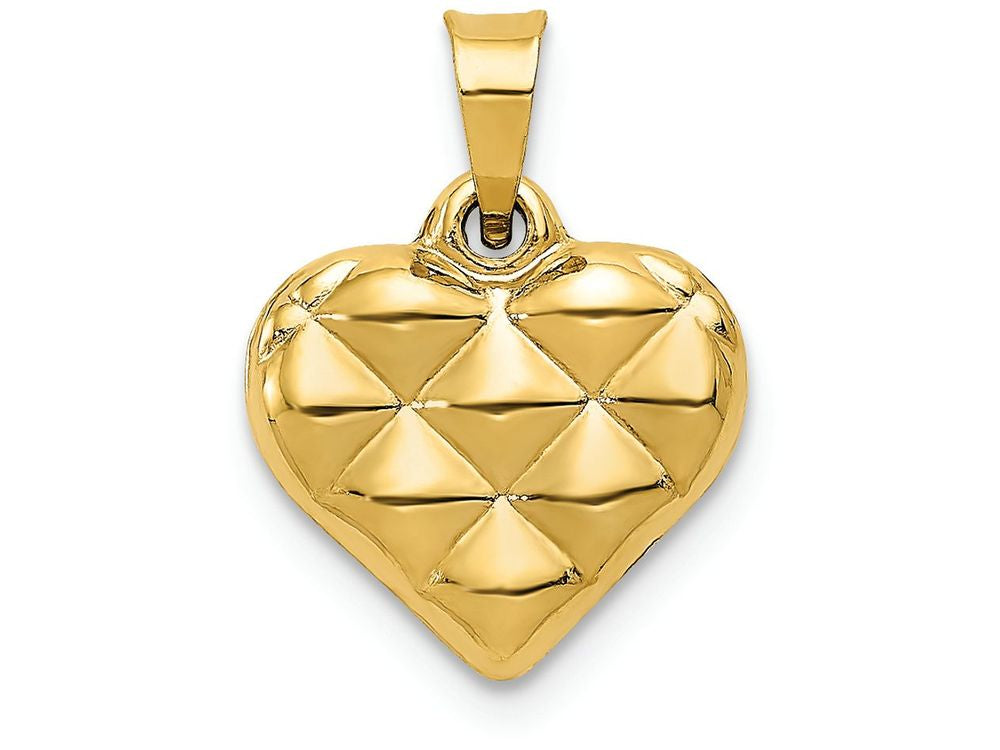 FJC Finejewelers 14k Yellow Gold Quilted Puffed Heart Charm