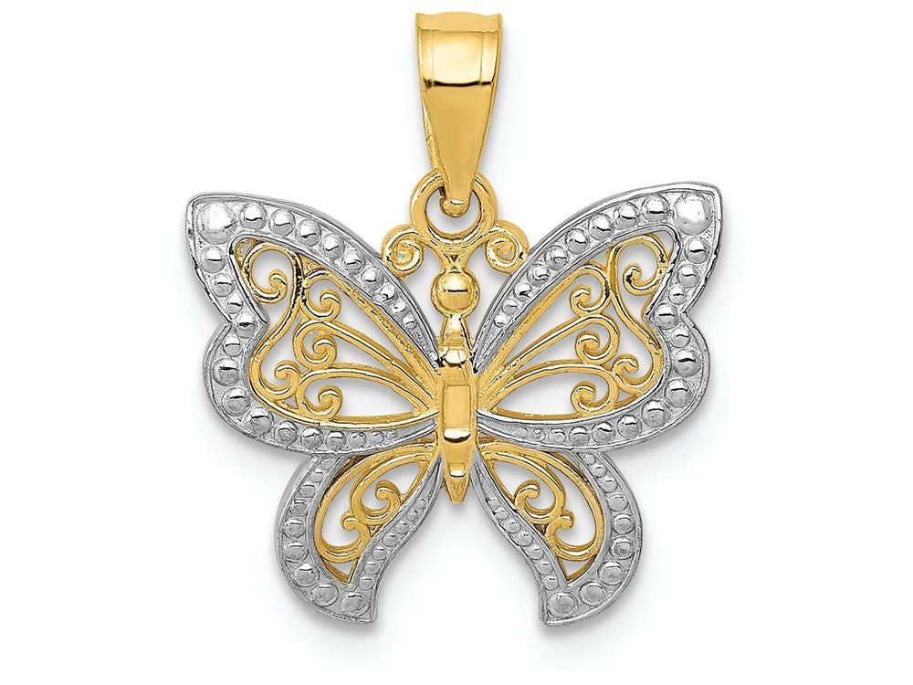 FJC Finejewelers 14k Yellow Gold with Rhodium Buttterfly Charm