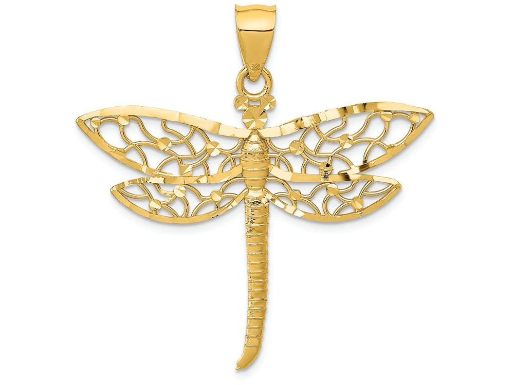 FJC Finejewelers 14k Yellow Gold Bright Cut Dragonfly Charm
