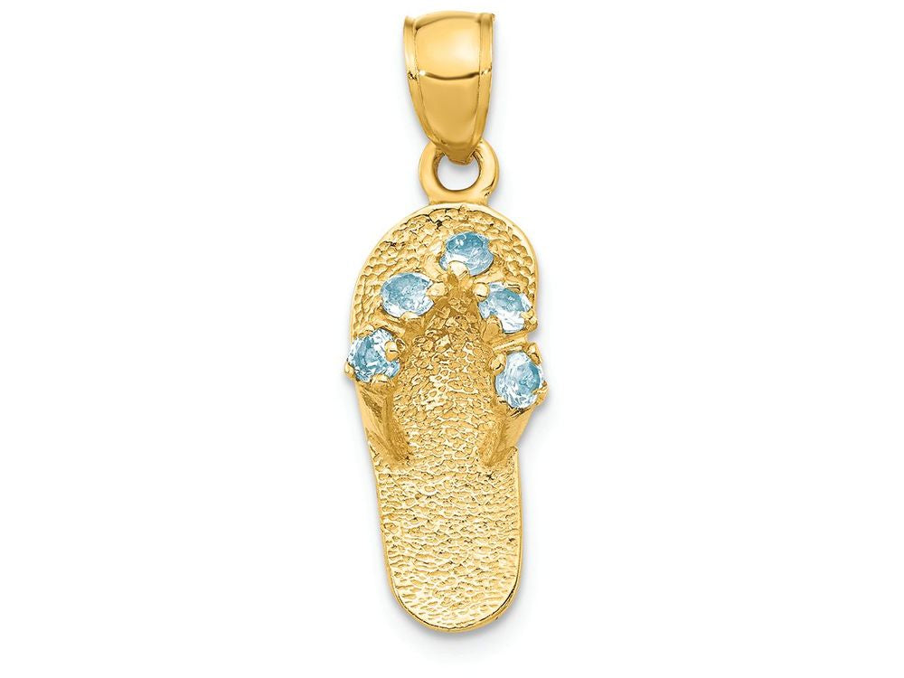 FJC Finejewelers 14k Yellow Gold March CZ Birth Month Stone Flip Flop Charm