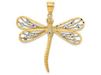 FJC Finejewelers 14k Yellow Gold with Rhodium Bright Cut Filigree Dragonfly Charm