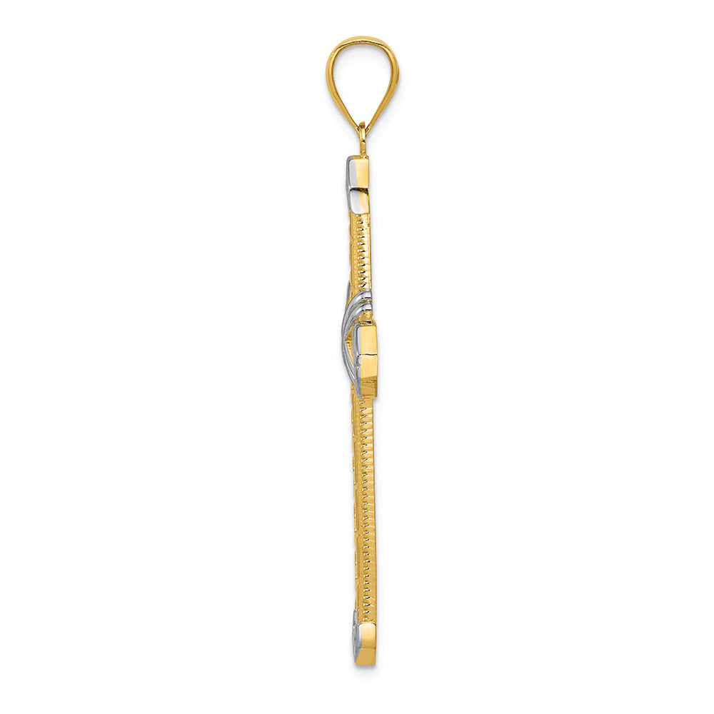 FJC Finejewelers 14k Yellow Gold And with Rhodium Cross Charm