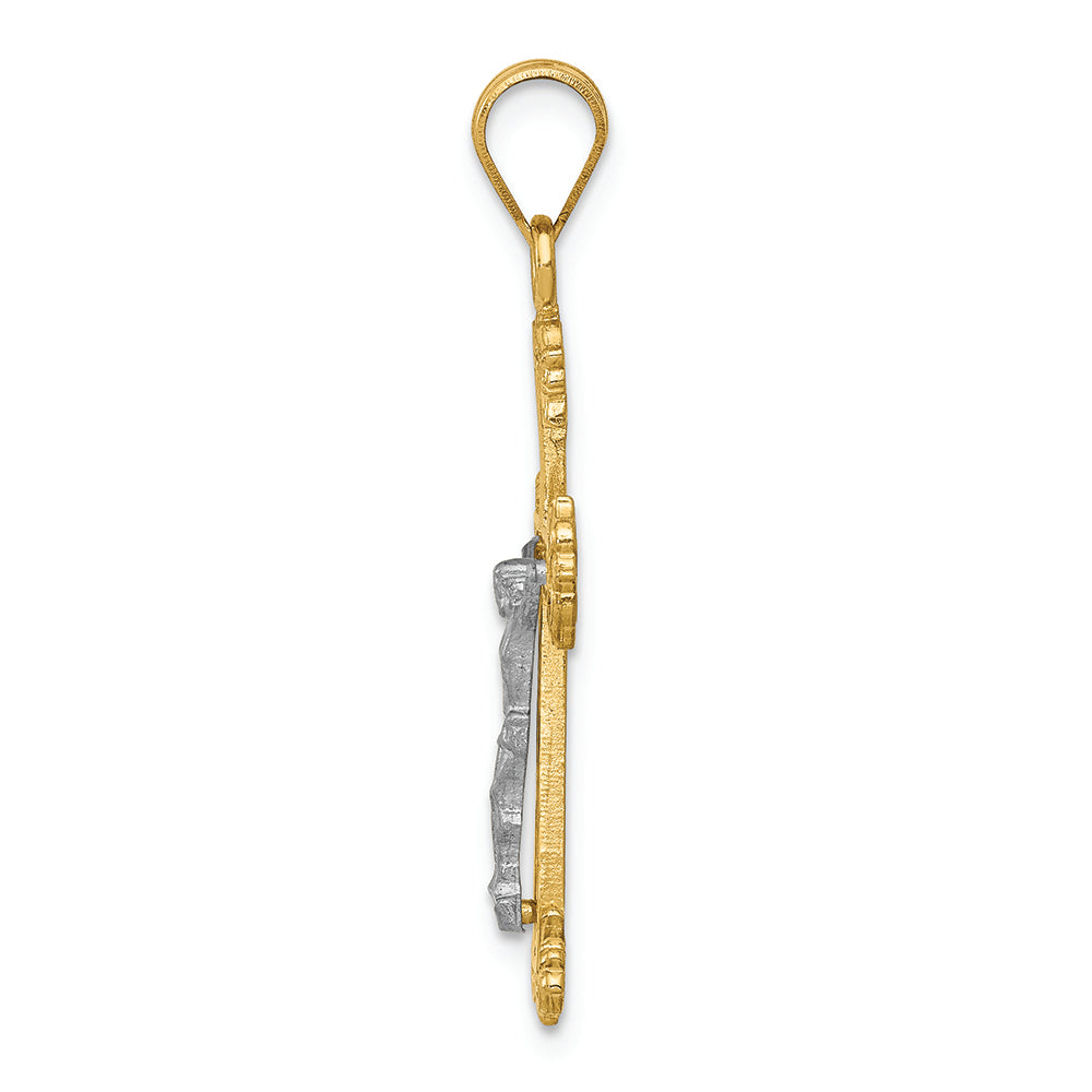 FJC Finejewelers 14k Two-tone Gold Bright Cut Crucifix Charm