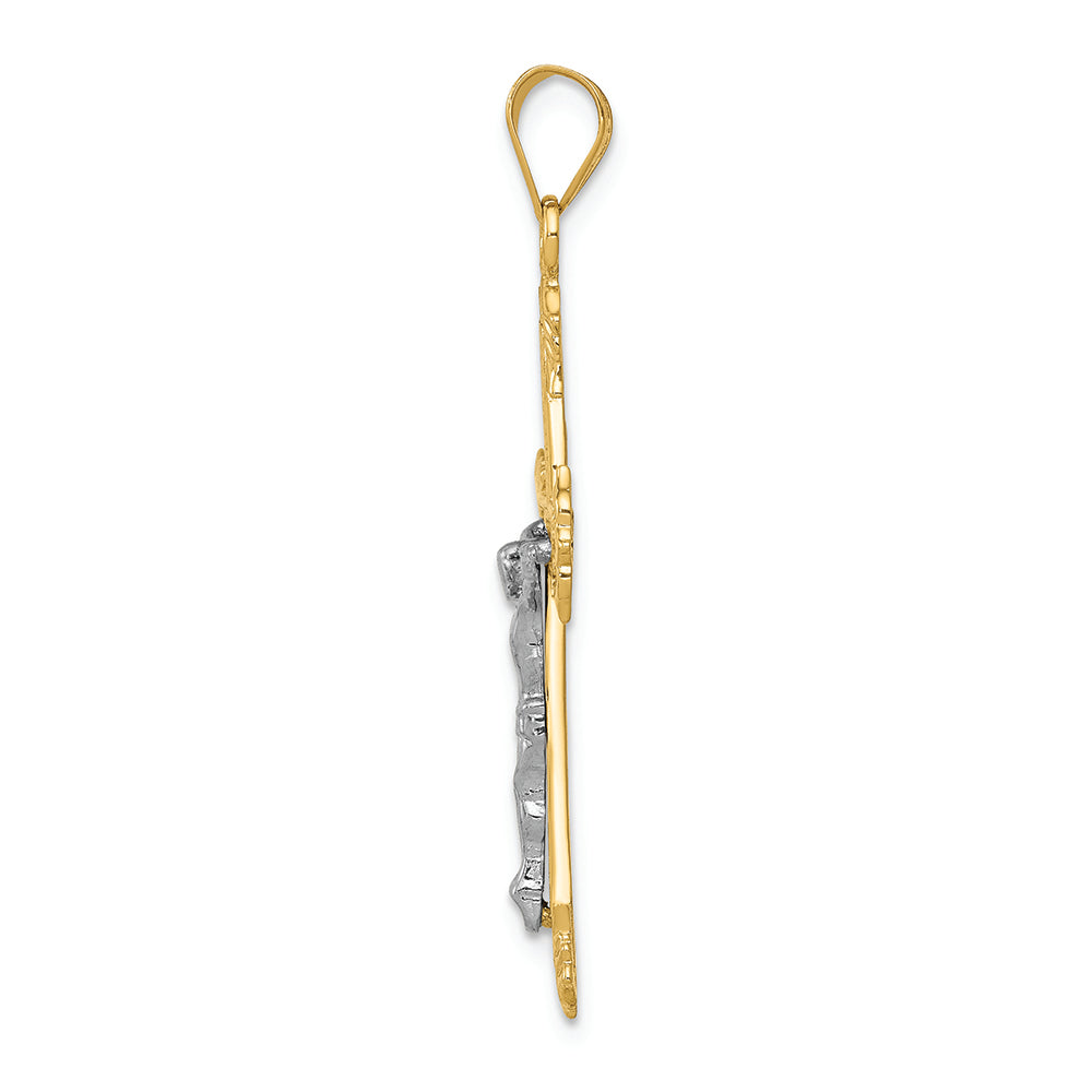 FJC Finejewelers 14k Two-tone Gold Bright Cut Crucifix Charm