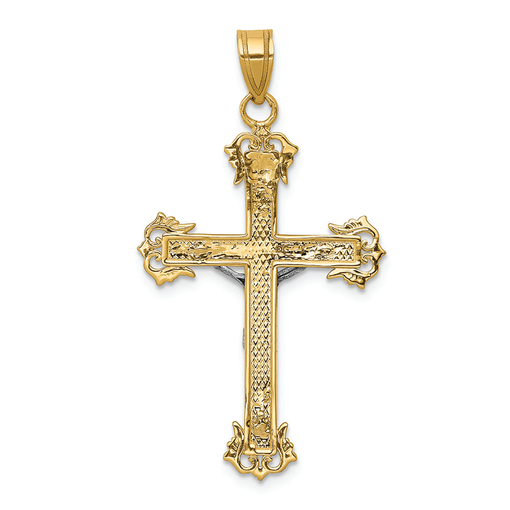 FJC Finejewelers 14k Two-tone Gold Bright Cut Crucifix Charm