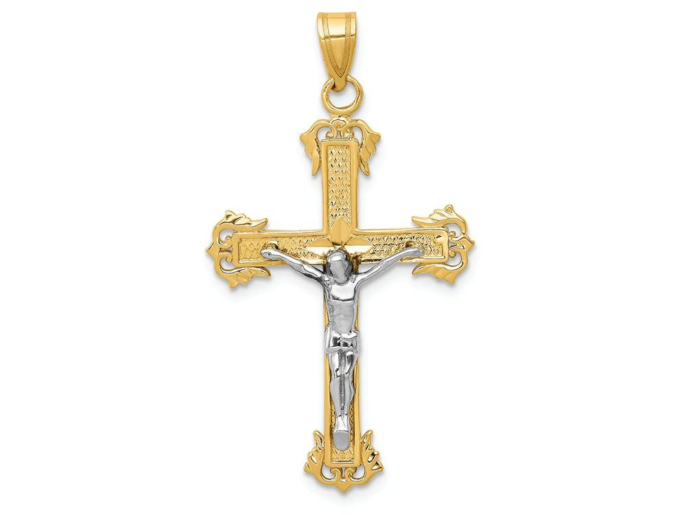 FJC Finejewelers 14k Two-tone Gold Bright Cut Crucifix Charm