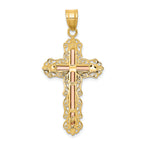 FJC Finejewelers 14 Kt Tri Color Gold Bright Cut Crucifix Charm