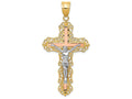FJC Finejewelers 14 Kt Tri Color Gold Bright Cut Crucifix Charm