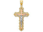 FJC Finejewelers 14 Kt Tri Color Gold Bright Cut Crucifix Charm