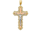 FJC Finejewelers 14 Kt Tri Color Gold Bright Cut Crucifix Charm